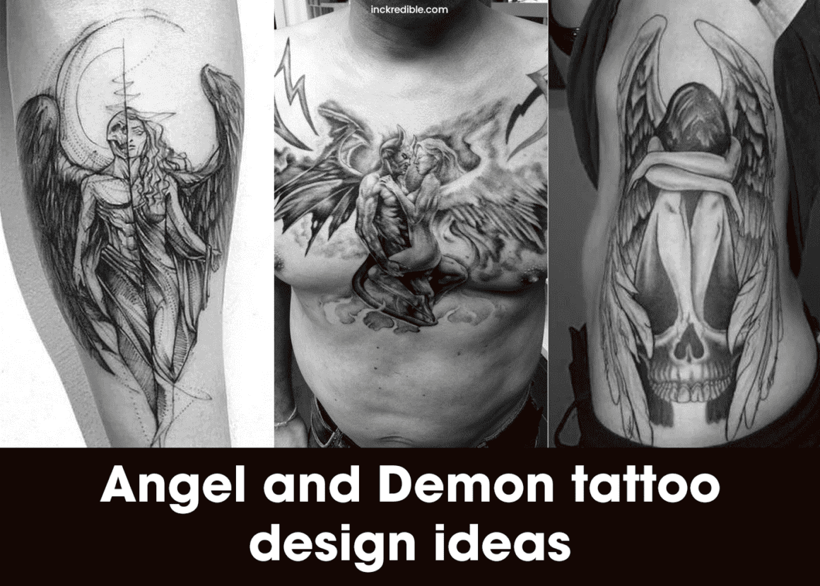 Angel and Demon Tattoo Design  Demon tattoo Angel demon tattoo Cool tattoo  drawings